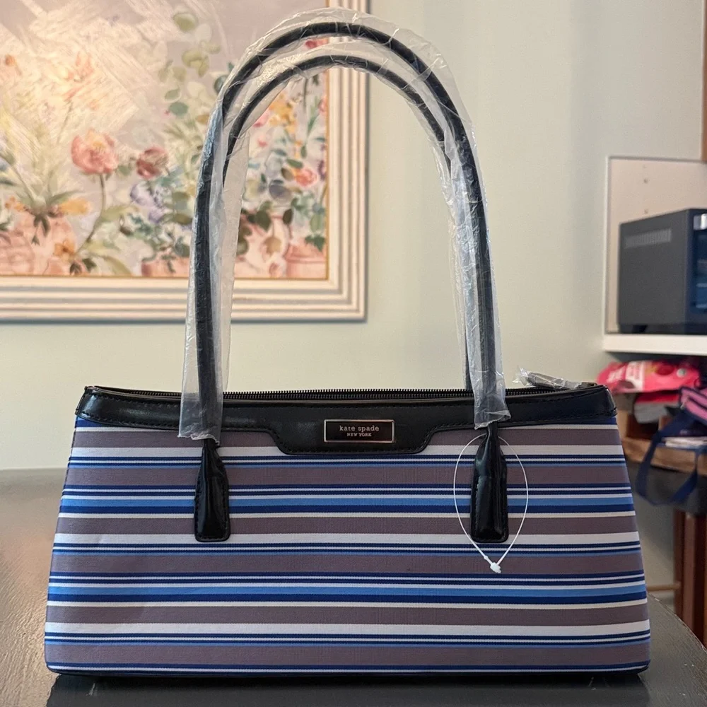 Kate Spade Blue, Navy & White Striped Shoulder Bag